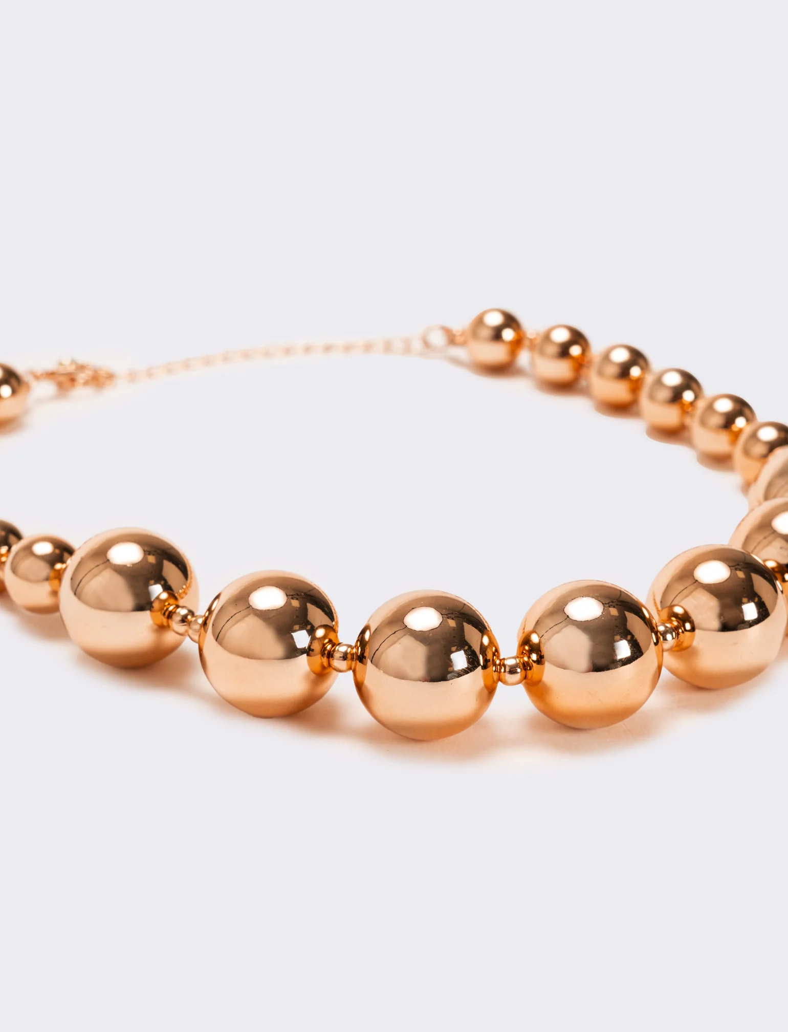 Collana con perle metal di varie dimensioni - Oro rosa - Image 3