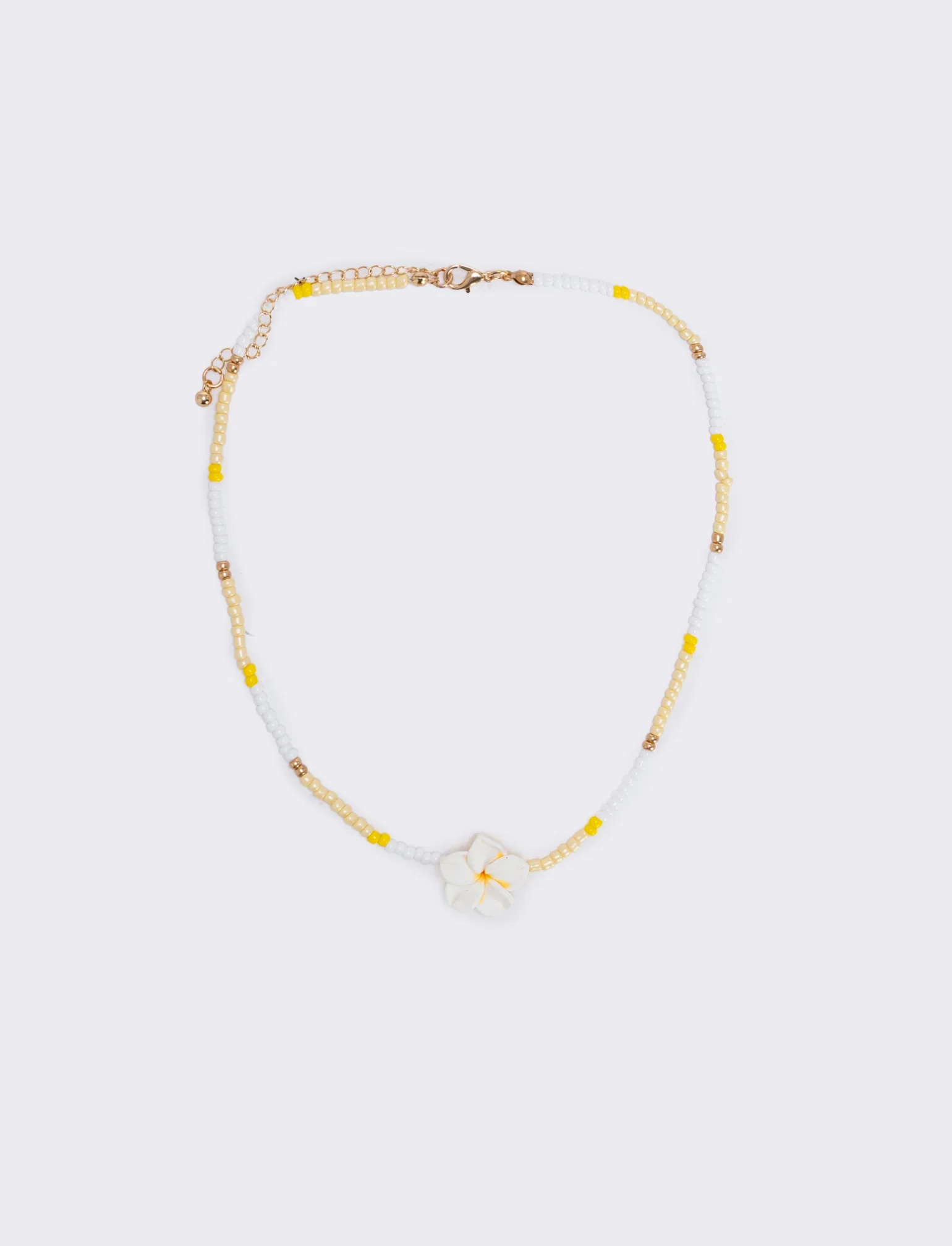 Collana con perline e fiore - Giallo