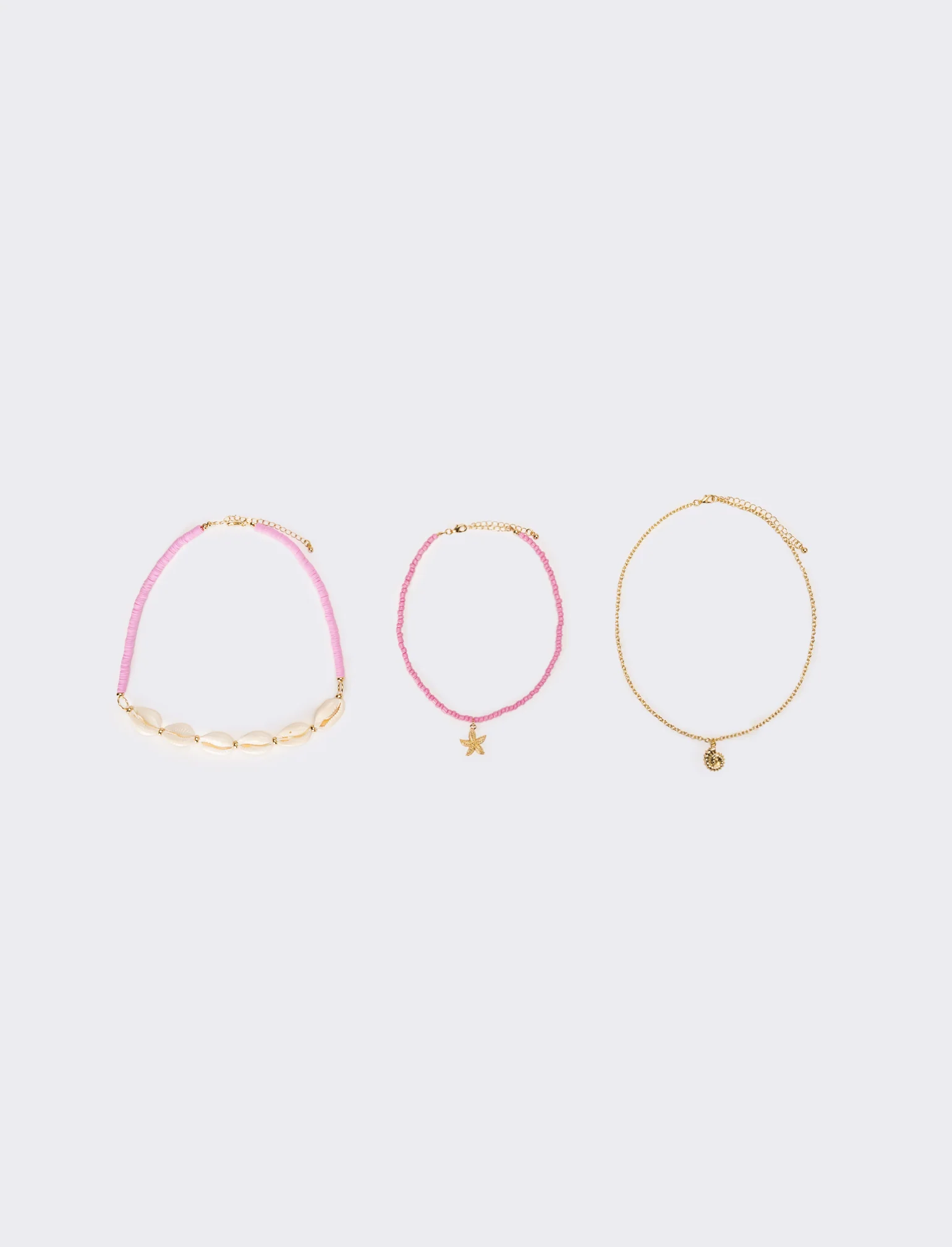 Collana donna con conchiglie e conteria - Fuxia