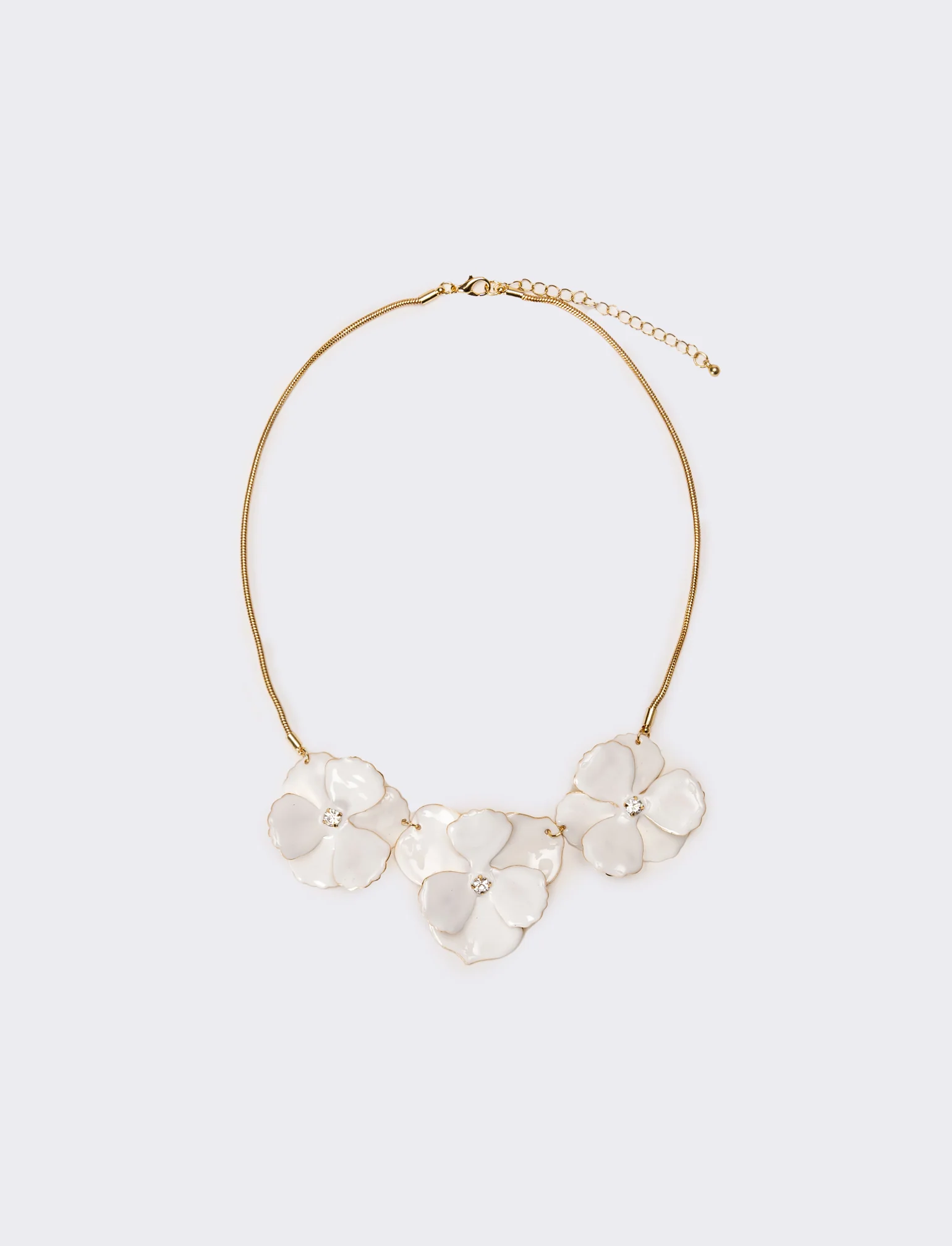 Collana donna con fiori smaltati - Bianco