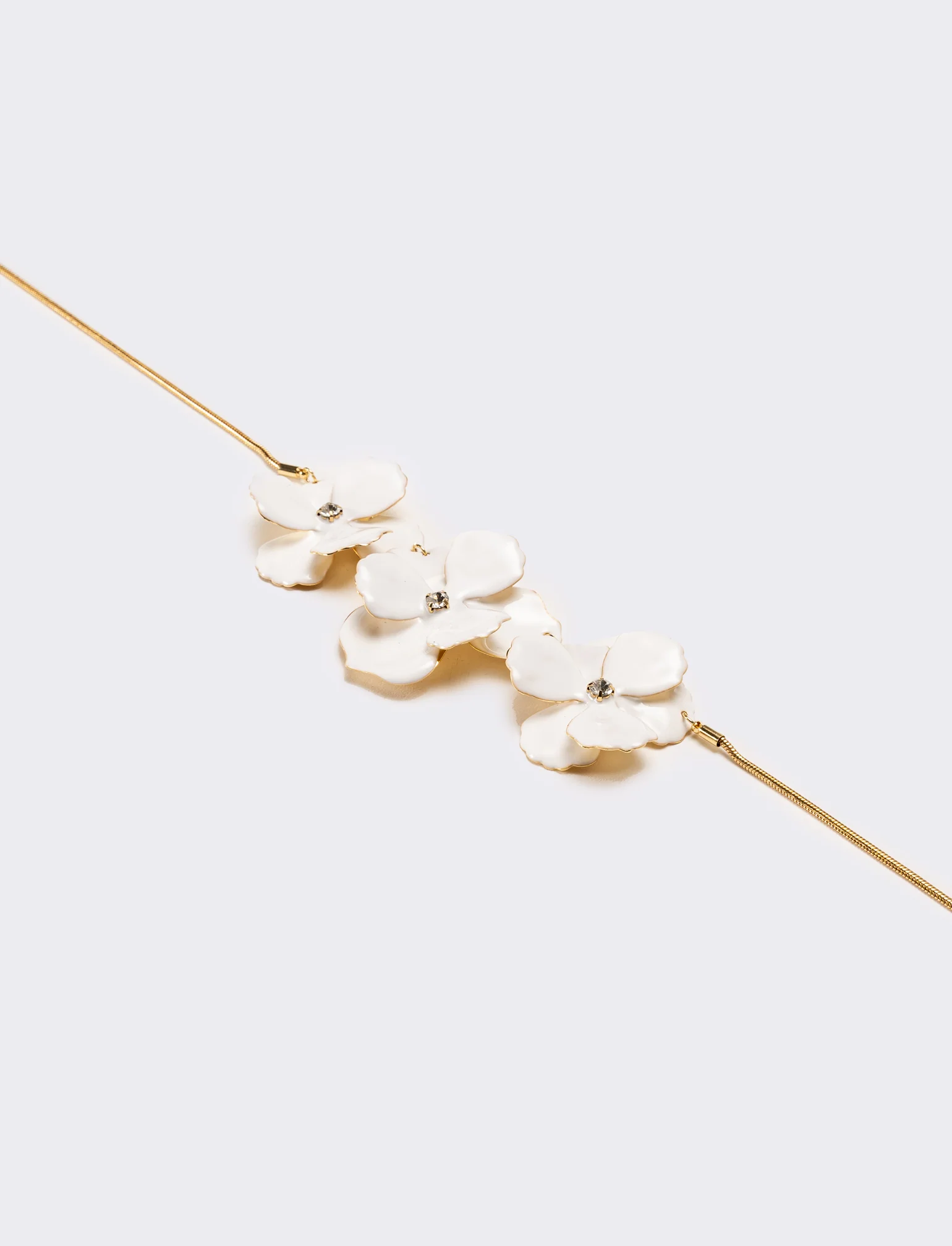 Collana donna con fiori smaltati - Bianco - Image 2