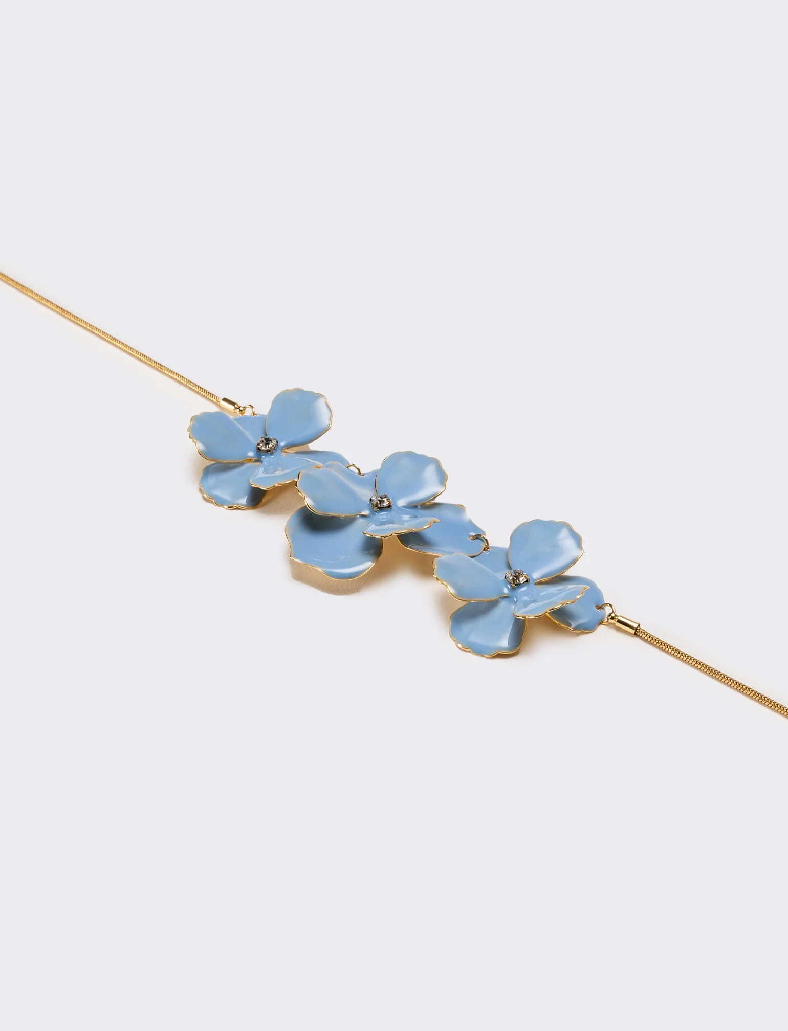 Collana donna con fiori smaltati - Celeste - Image 2