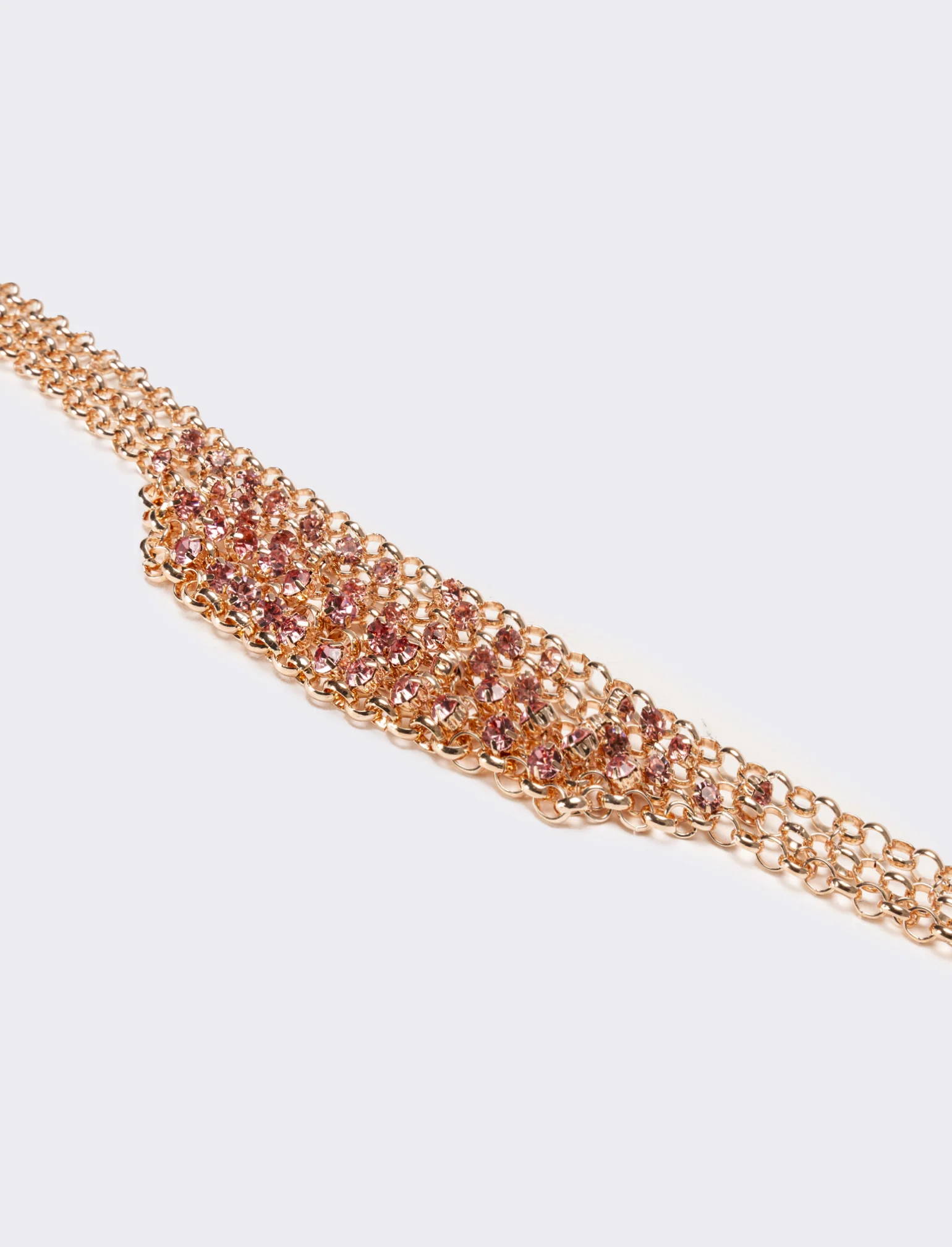 Collana donna con strass e maglia metallica - Rosa - Image 3