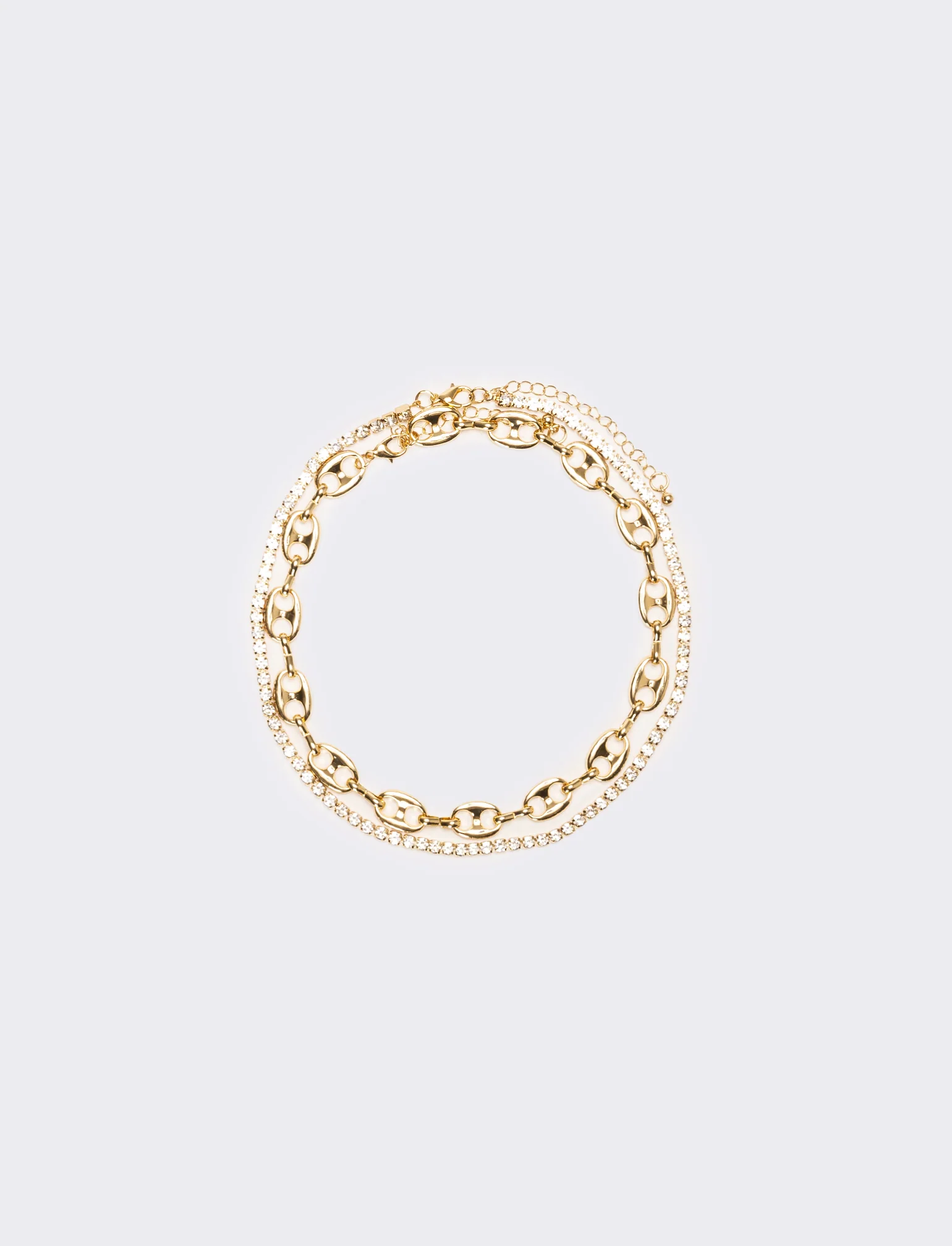 Collana donna strass e catena - Oro