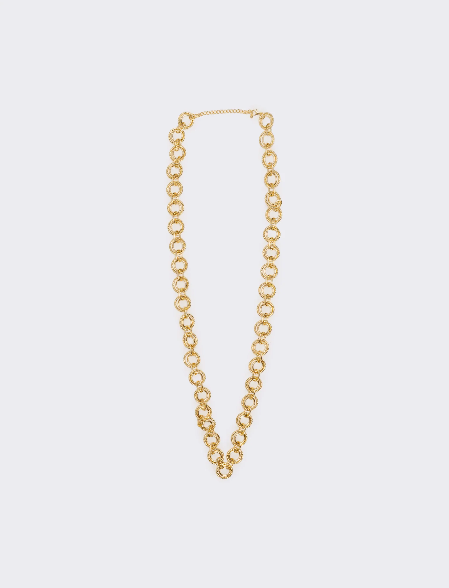 Collana doppia con cerchio liscio e martellato - Oro