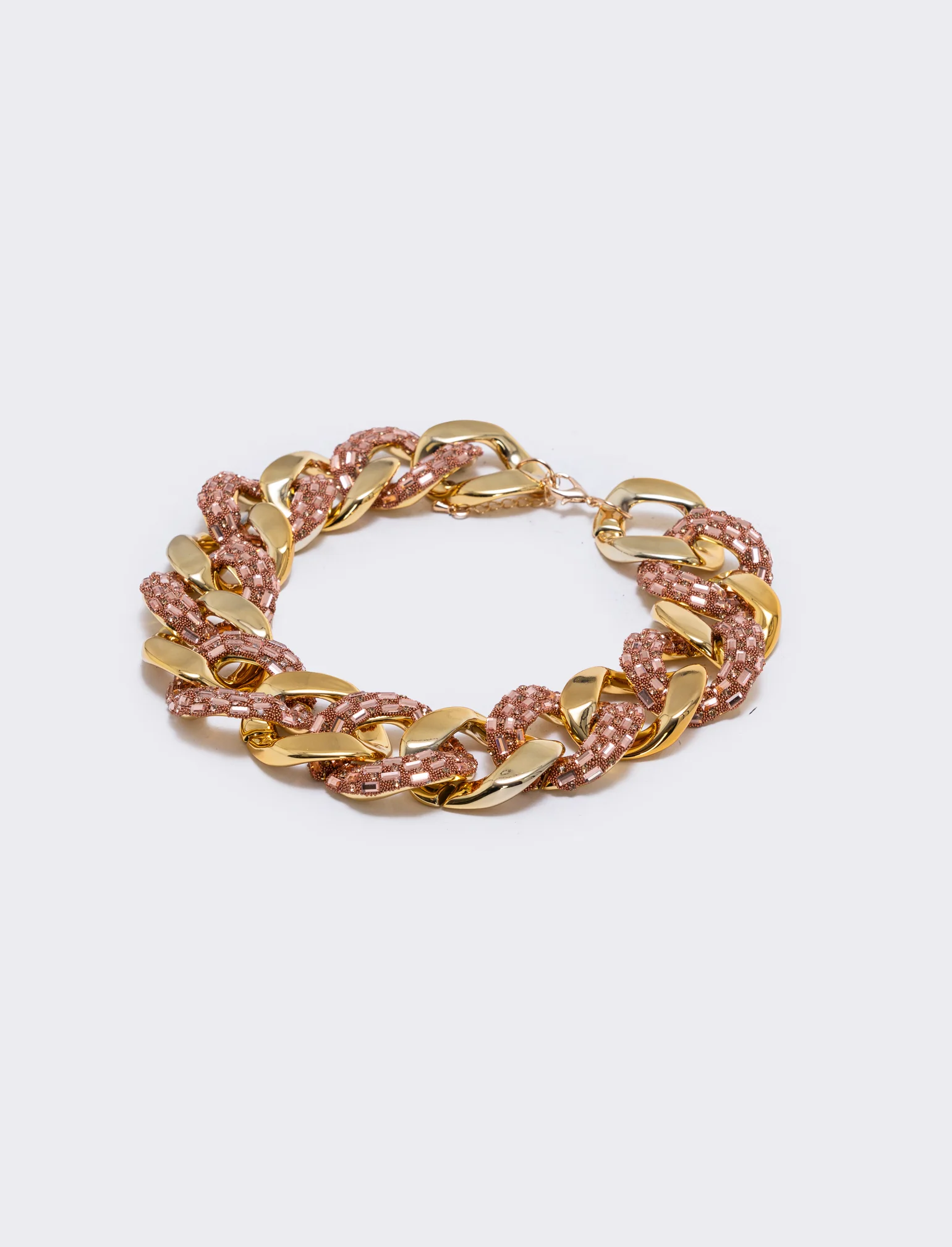 Collana grande con strass e catena - Rosa - Image 2