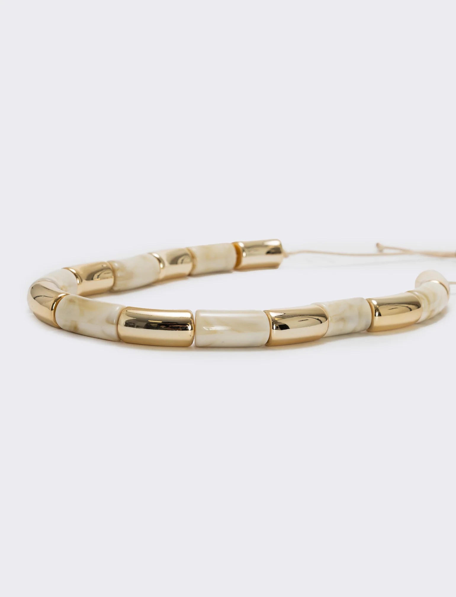Collana in pietra e metallo - Crema - Image 2