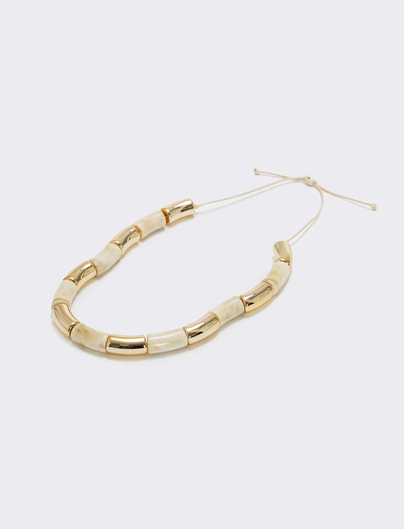 Collana in pietra e metallo - Crema - Image 3