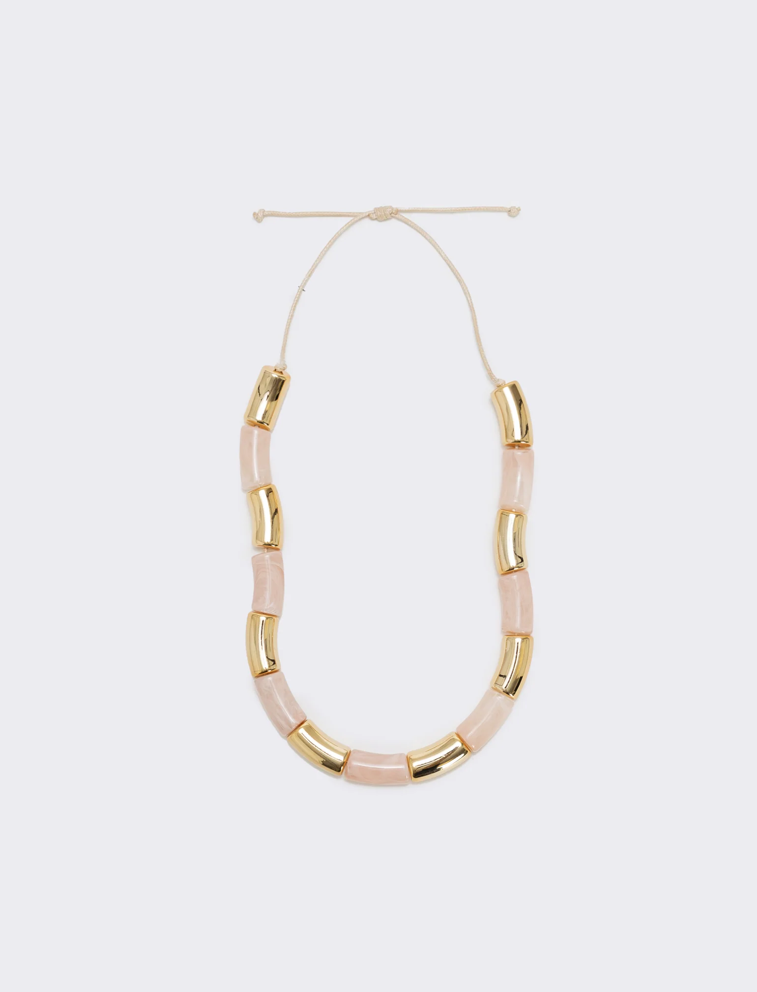 Collana in pietra e metallo - Rosa
