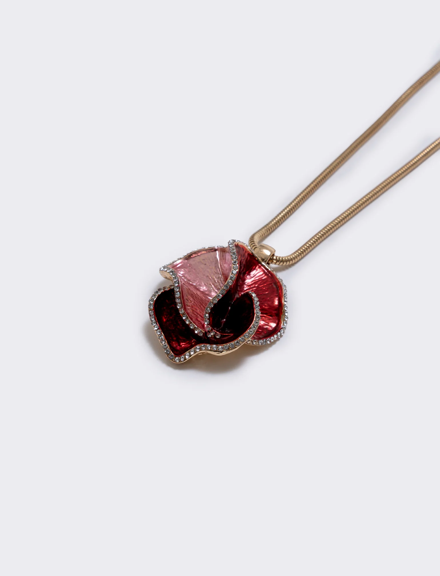 Collana lunga con fiore sfumato elegante - Oro - Image 2