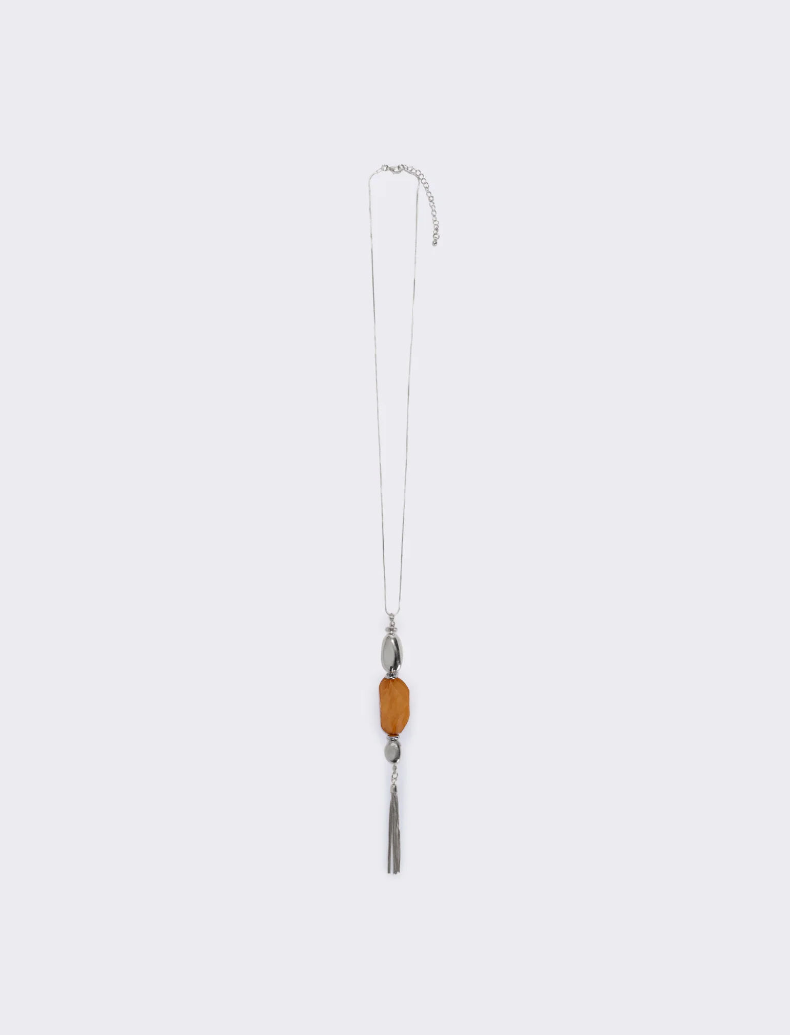 Collana lunga con pietra e nappina elegante - Marrone