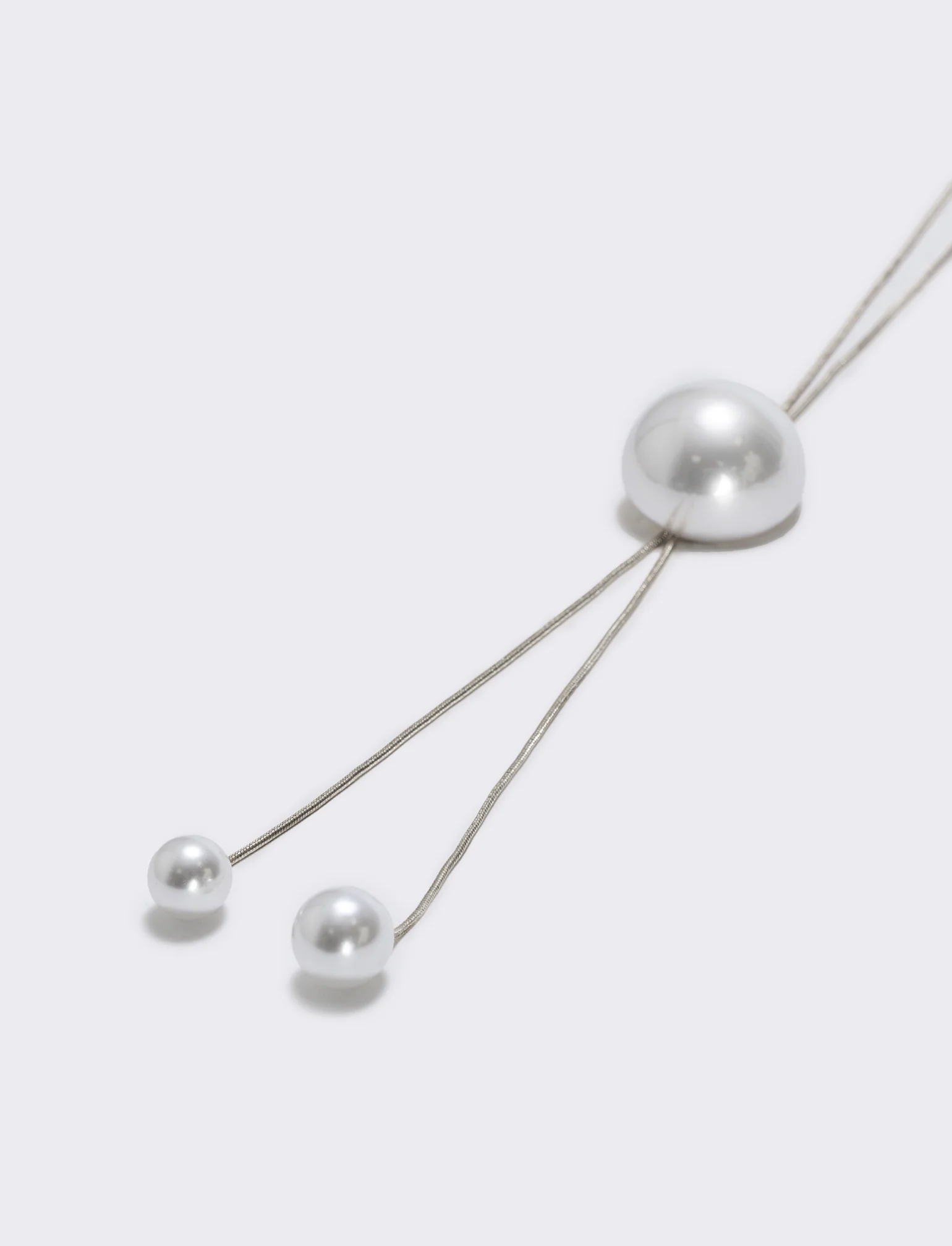 Collana saliscendi con mezza perla elegante - Argento - Image 3