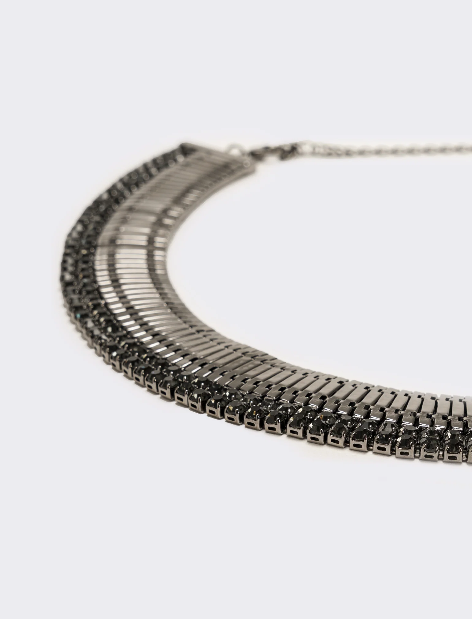Collana snake semirigida con strass - Argento - Image 3