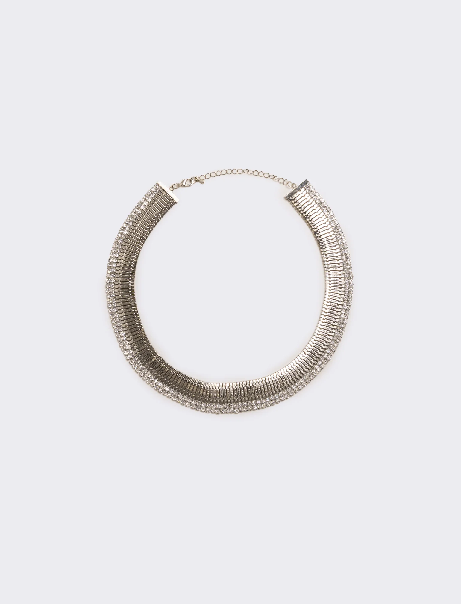 Collana snake semirigida con strass - Argento - Image 4