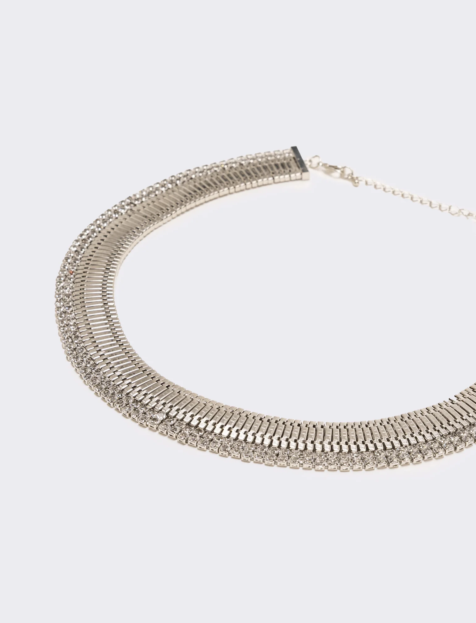 Collana snake semirigida con strass - Argento - Image 5