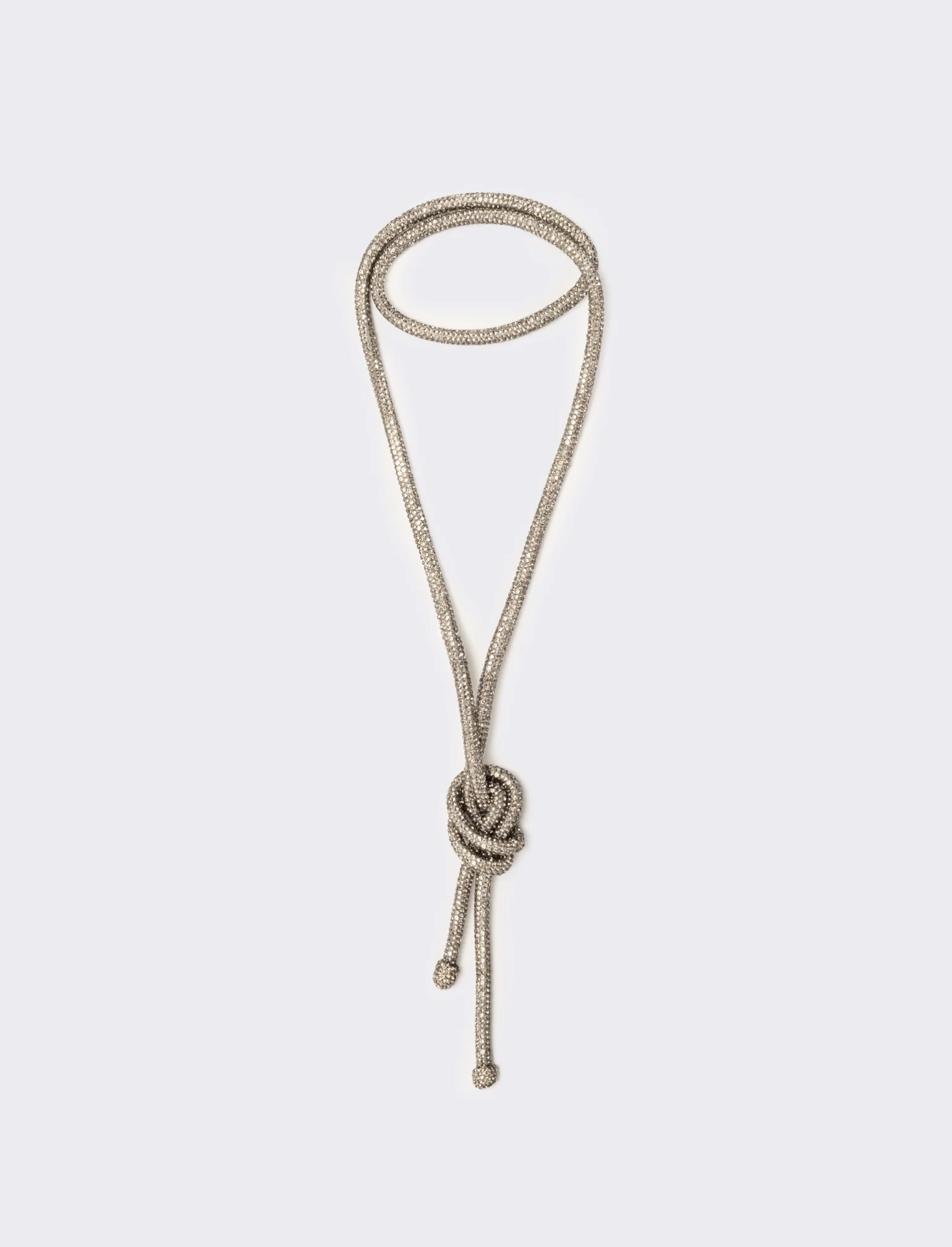 Collana strass lunga con nodo - Argento
