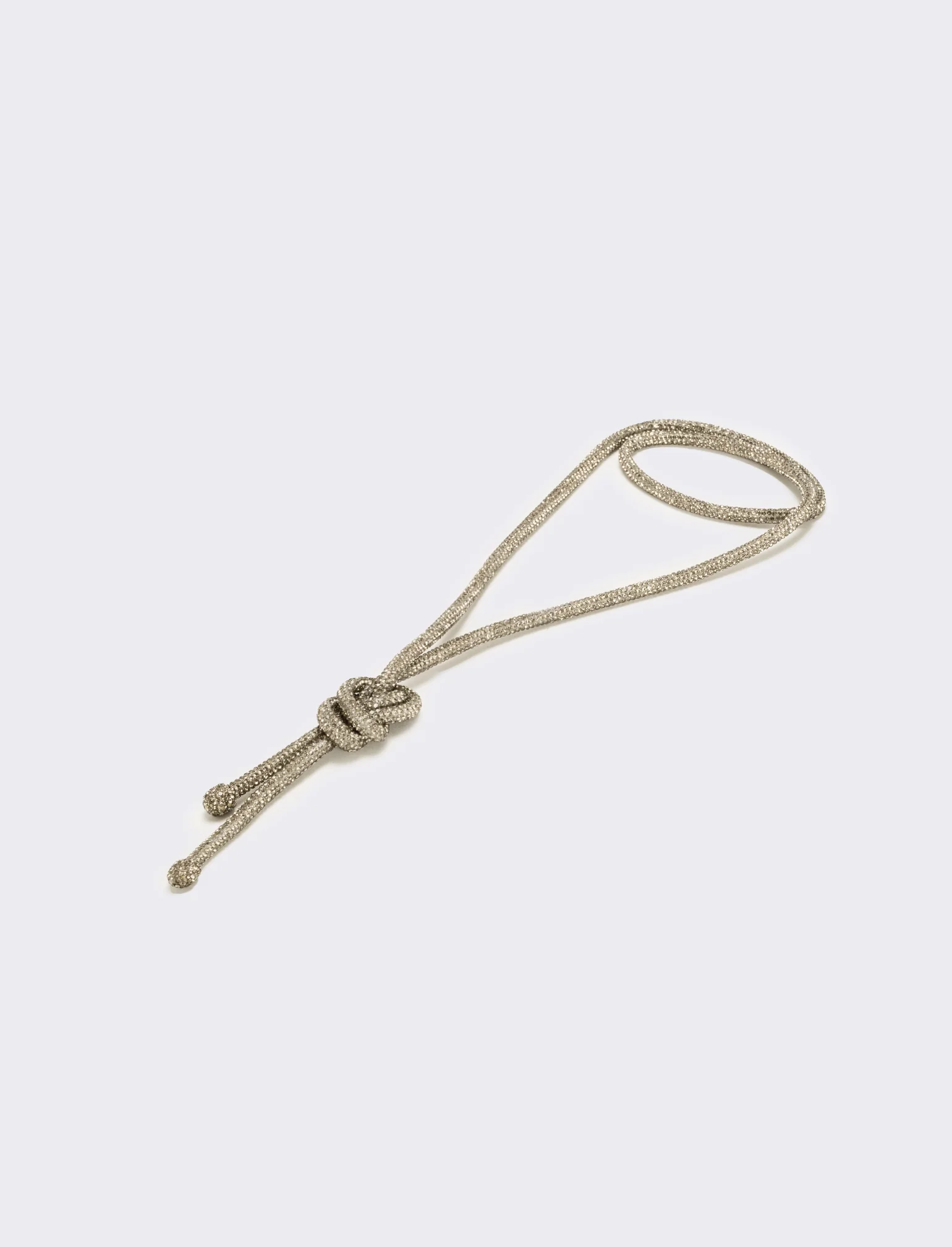 Collana strass lunga con nodo - Argento - Image 2