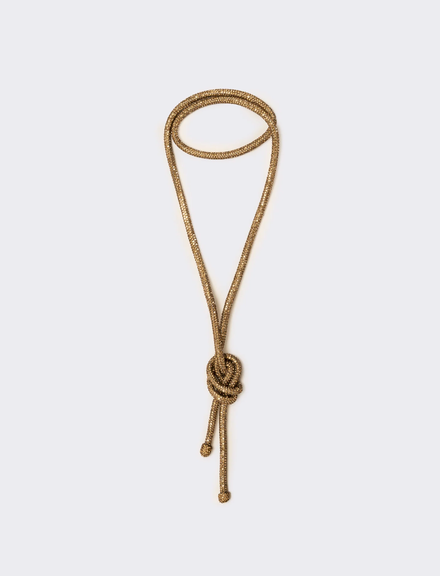 Collana strass lunga con nodo - Marrone