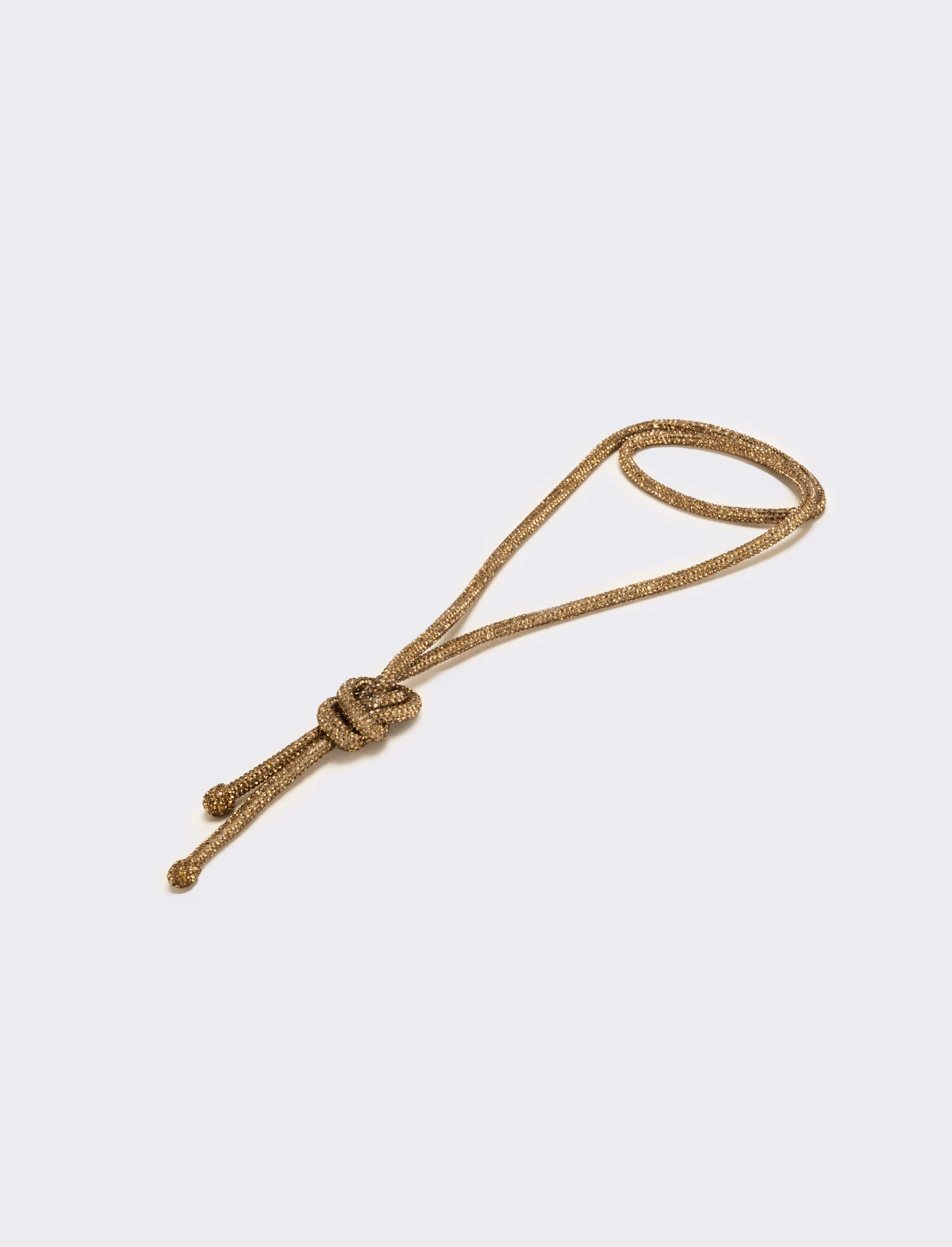 Collana strass lunga con nodo - Marrone - Image 2