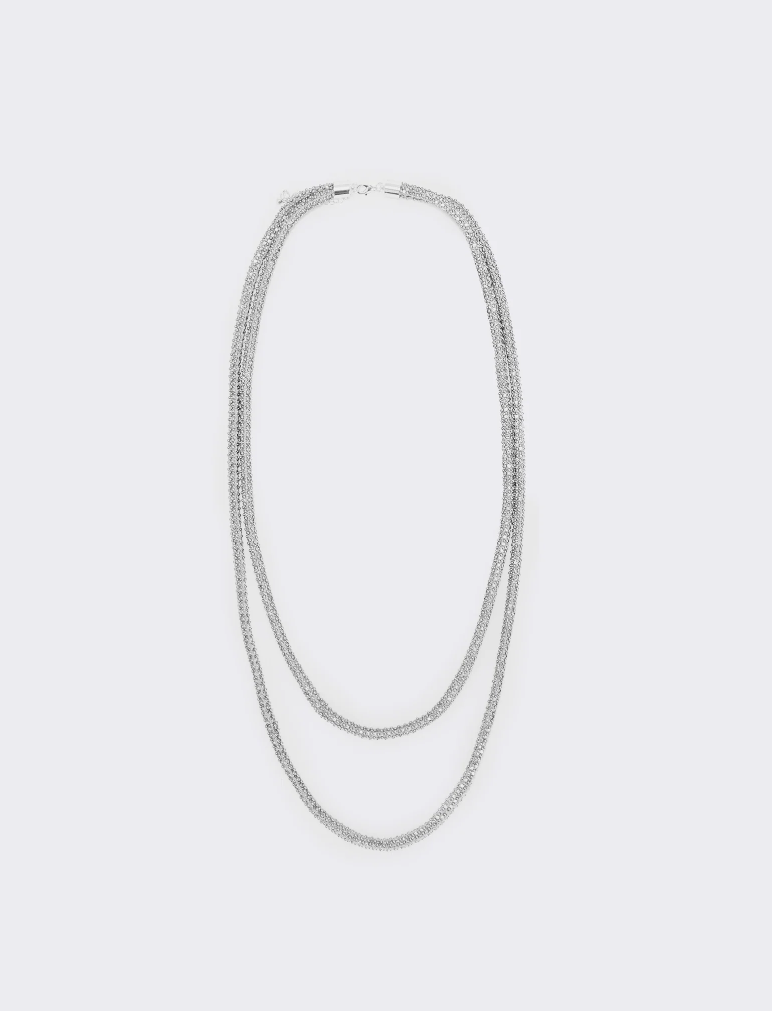 Collana tubolare con perle e strass - Argento