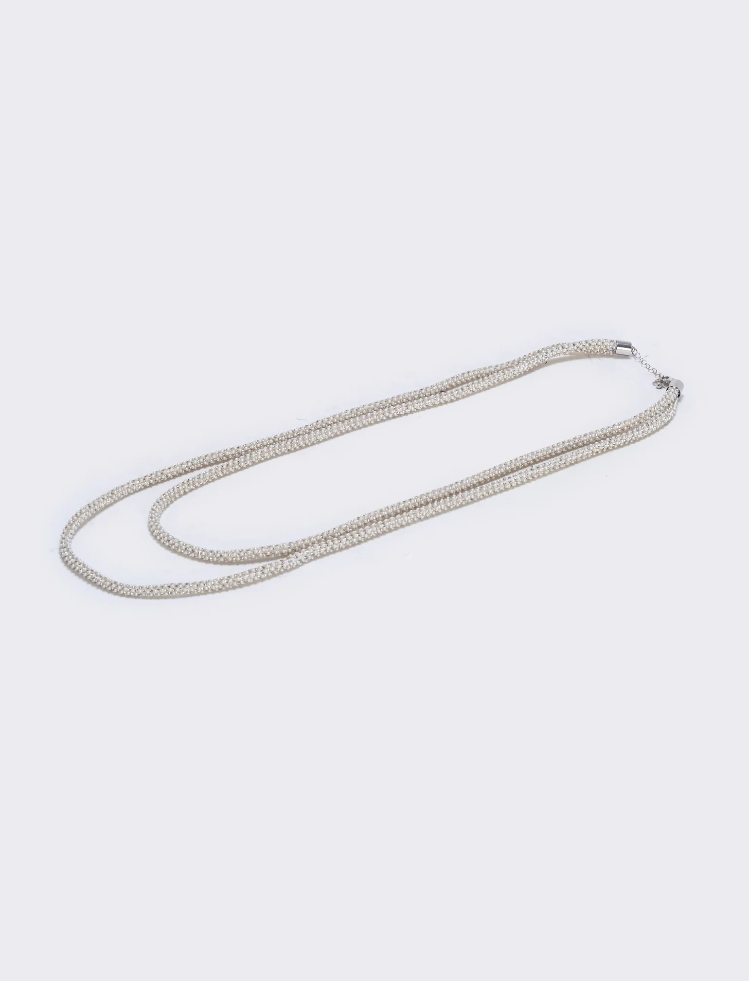 Collana tubolare con perle e strass - Argento - Image 2