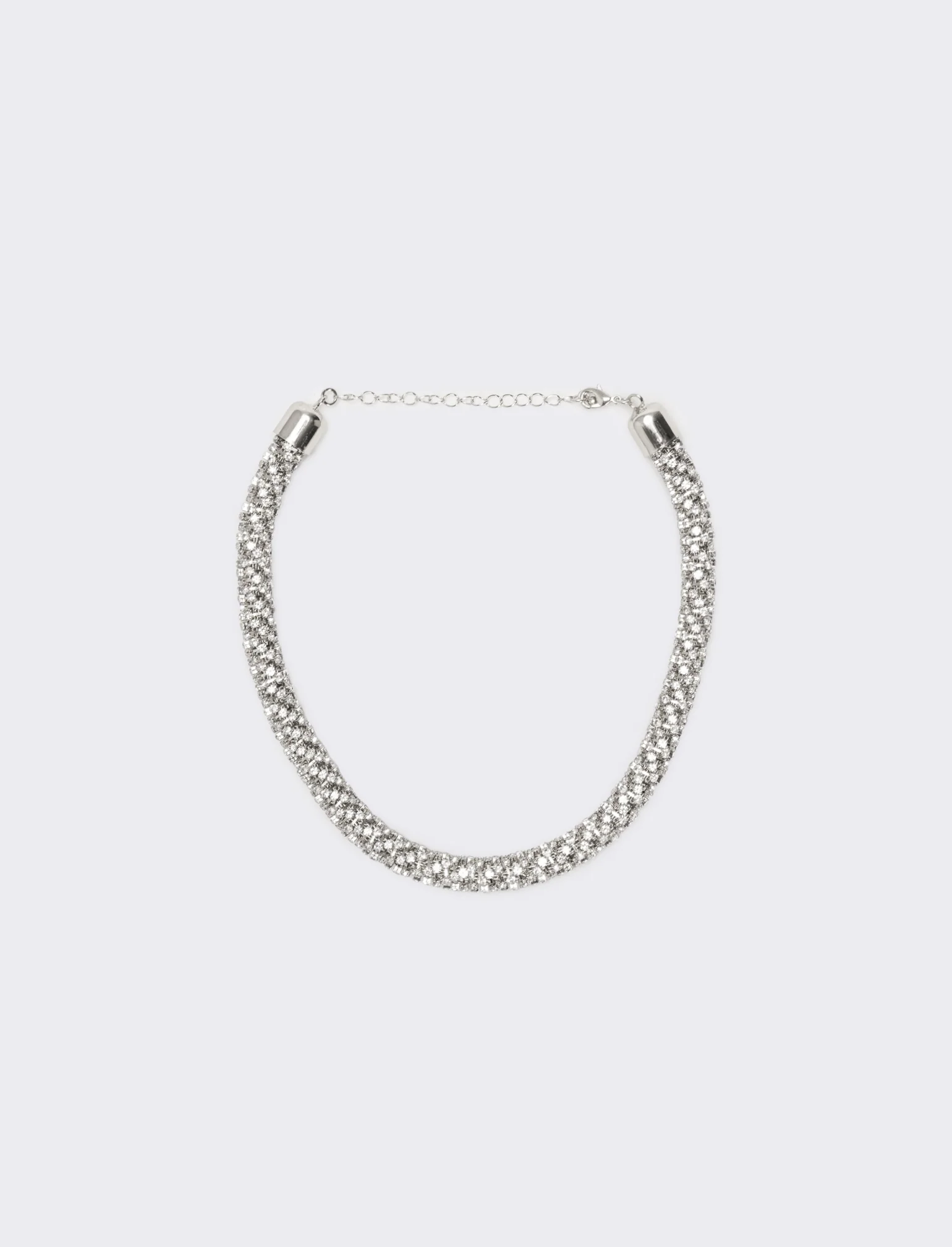 Collana tubolare strass - Argento