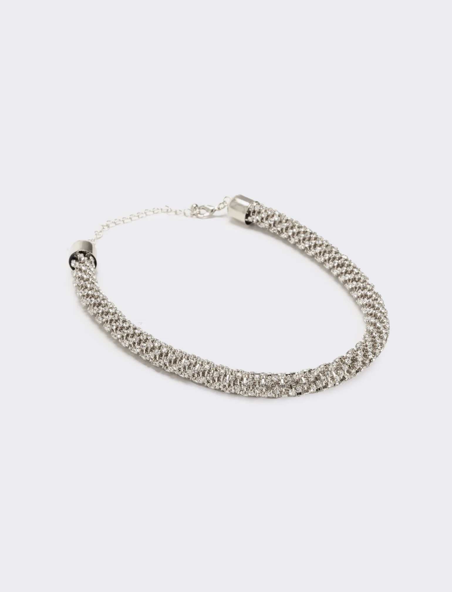 Collana tubolare strass - Argento - Image 2