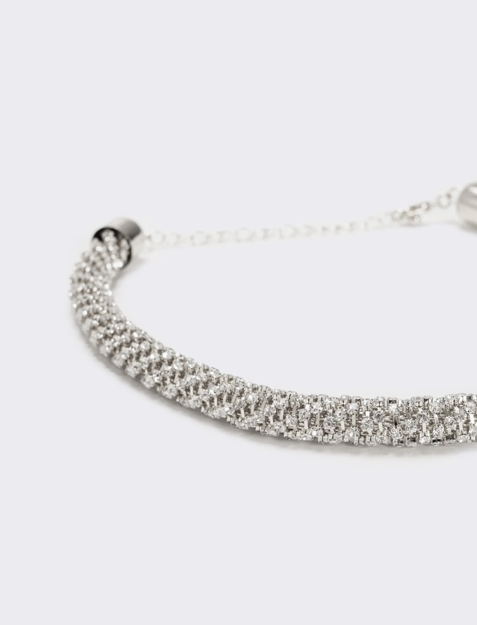 Collana tubolare strass - Argento - Image 3