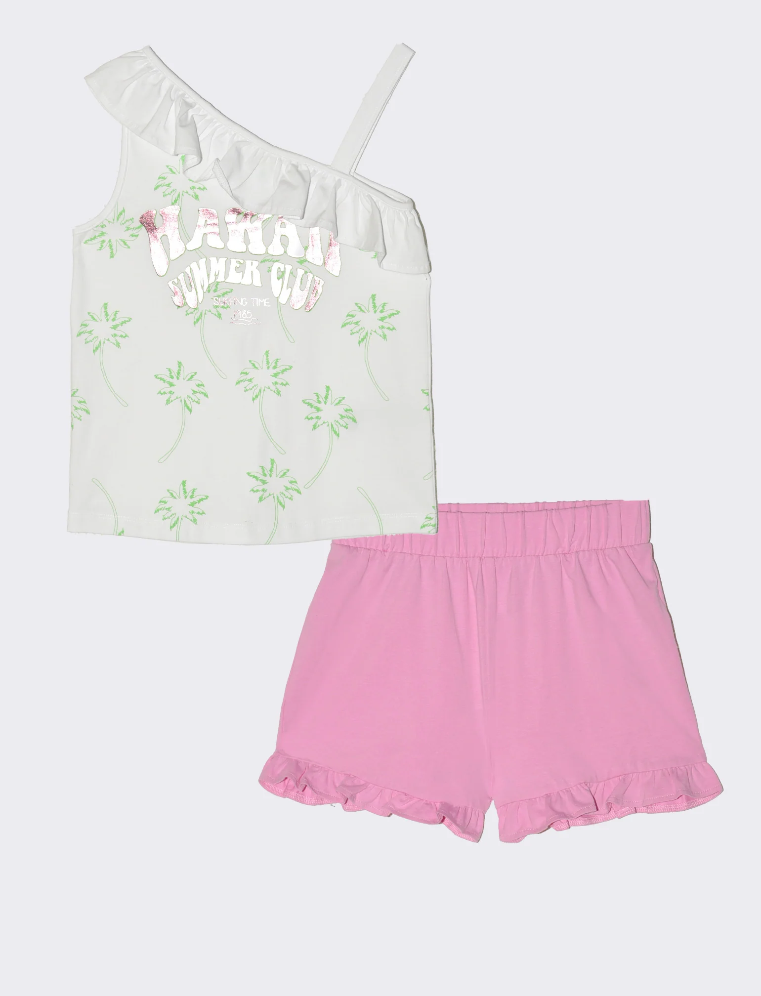 Completino in cotone elastico con frange da bambina - Rosa - Image 3