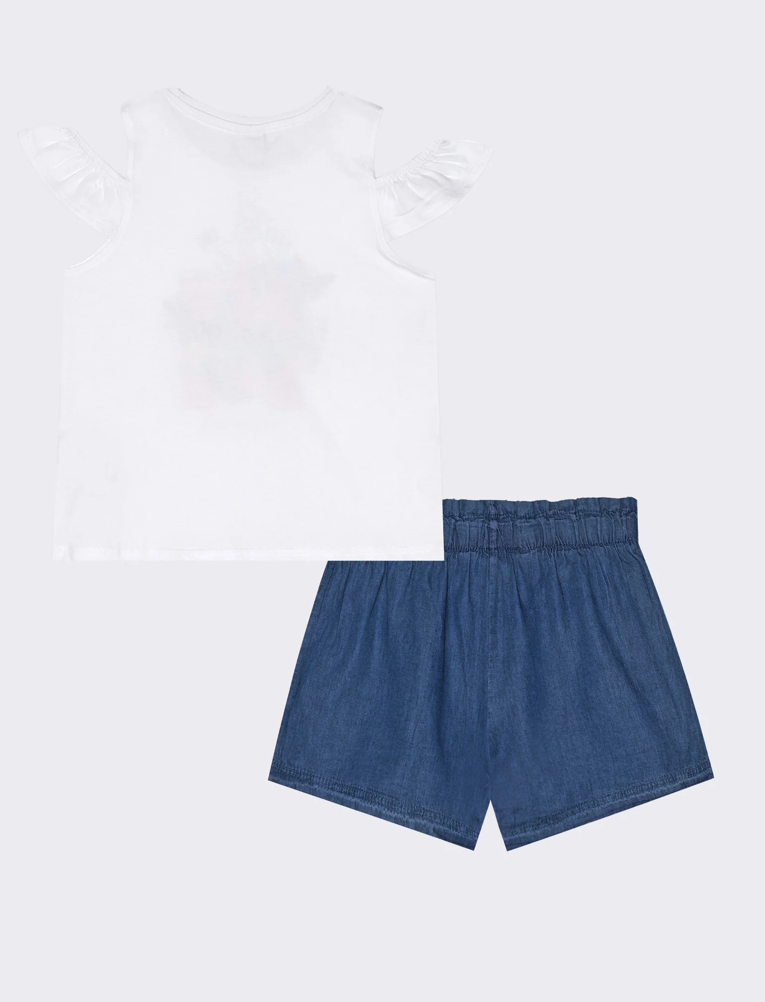 Completo chambray con top Bardot - Bianco - Image 2