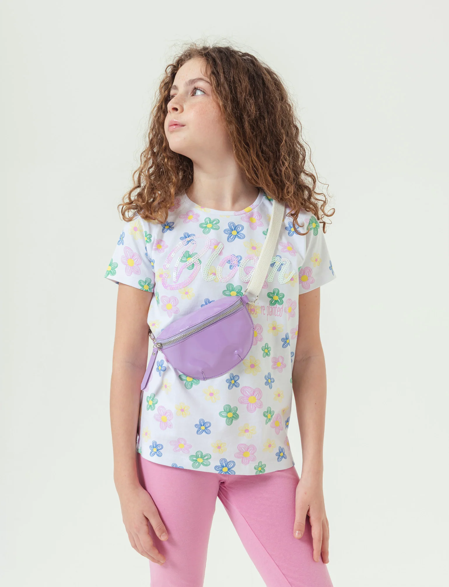 Completo con t-shirt e leggings da bambina - Fuxia - Image 2