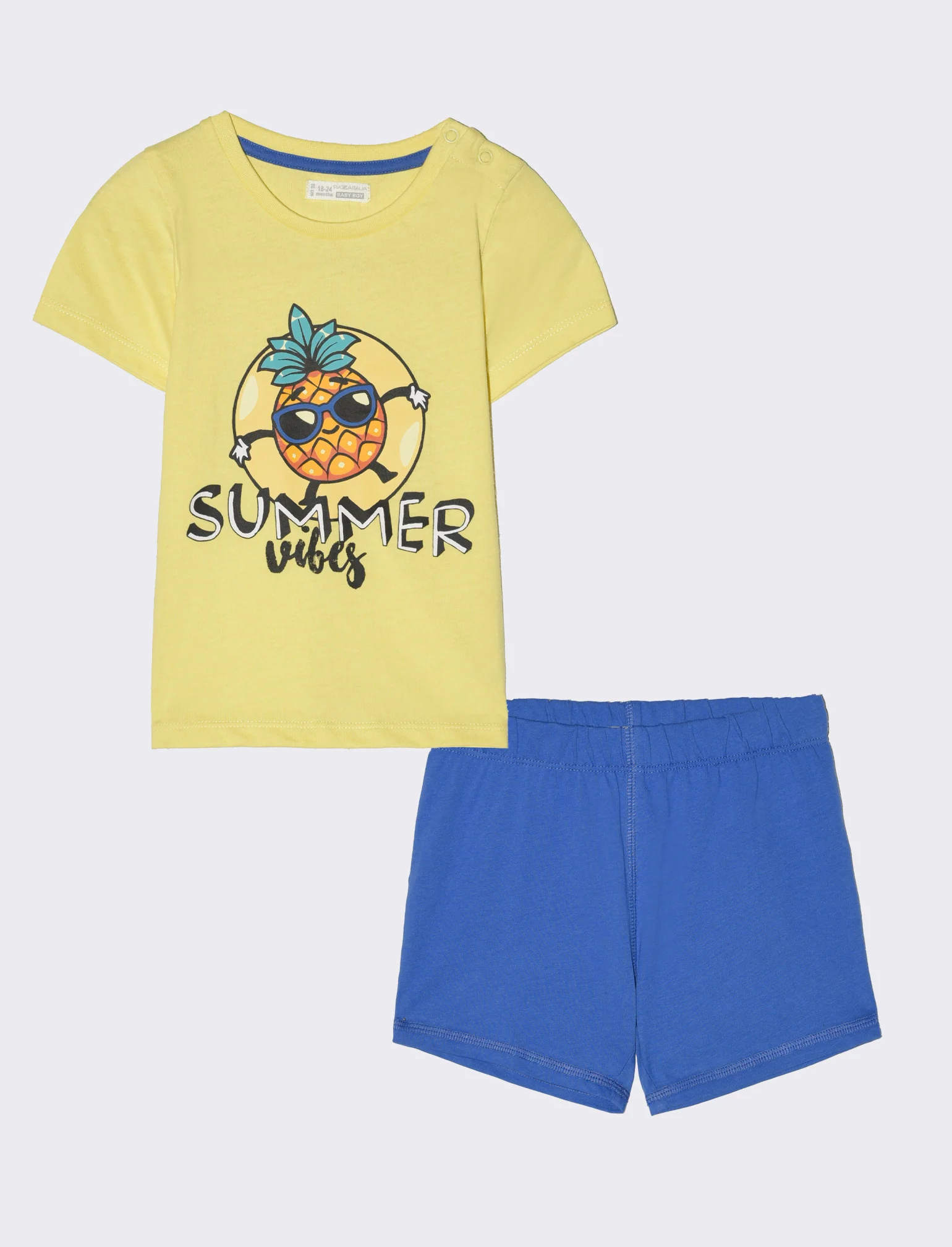 Completo maglietta e shorts da neonato - Giallo