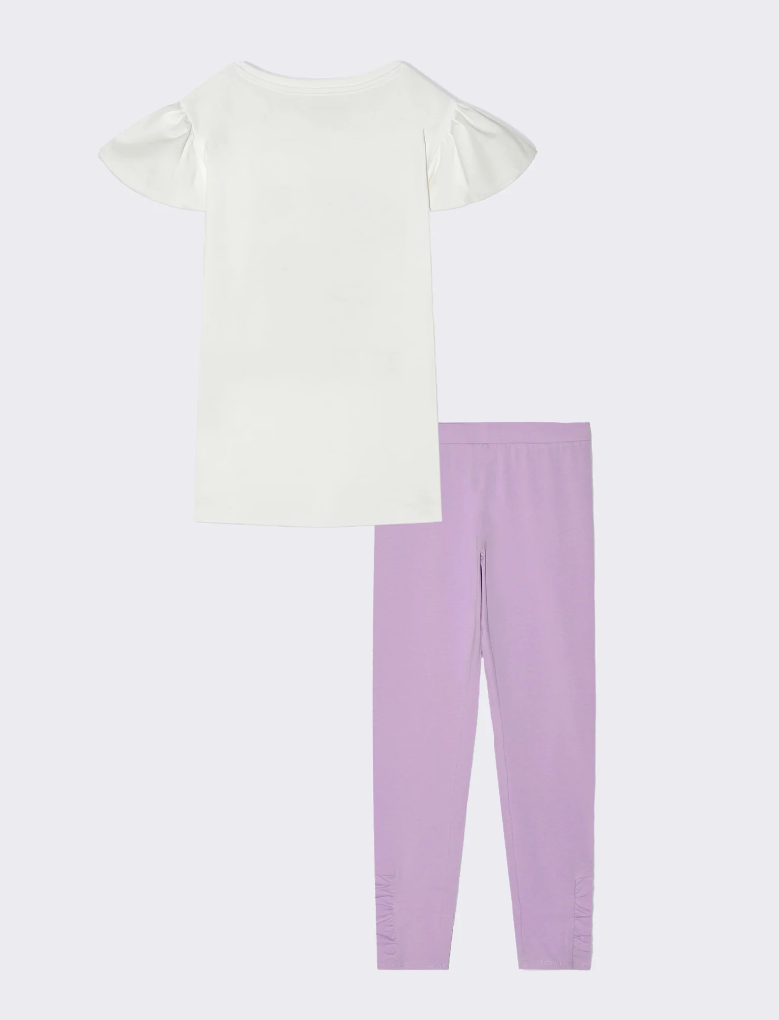Completo t-shirt e leggings in cotone da bambina - Bianco - Image 2