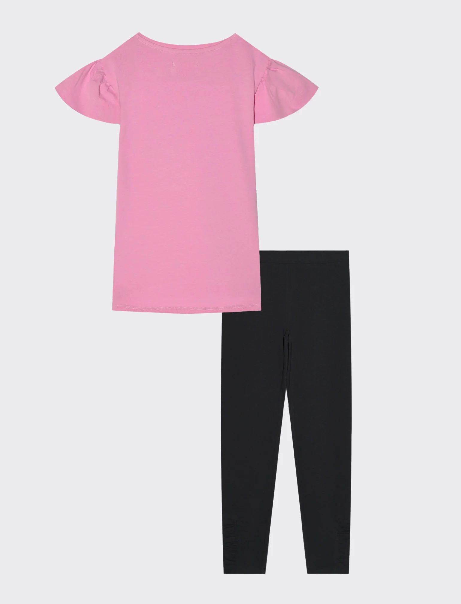 Completo t-shirt e leggings in cotone da bambina - Rosa - Image 4