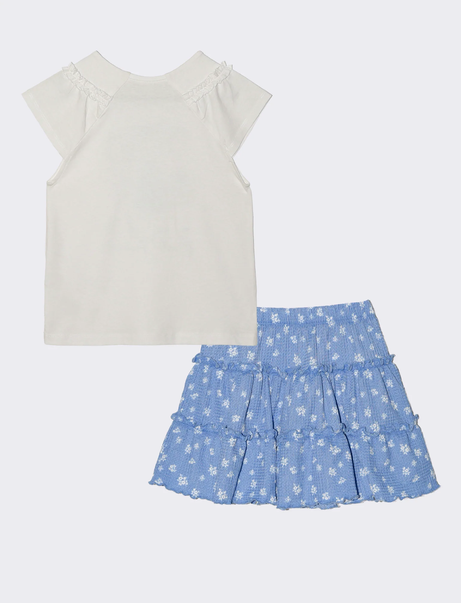 Completo t-shirt e short finta gonna bambina - Bianco-blu - Image 2