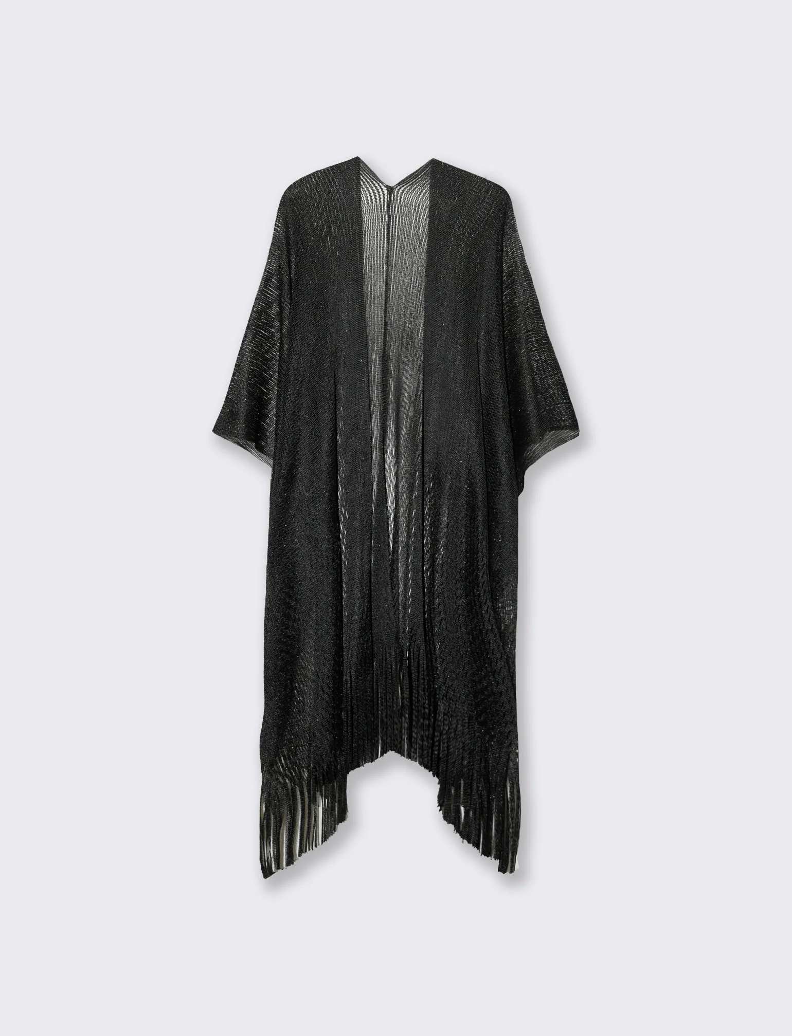 Copricostume donna in rete lurex aperto sul davanti - Nero