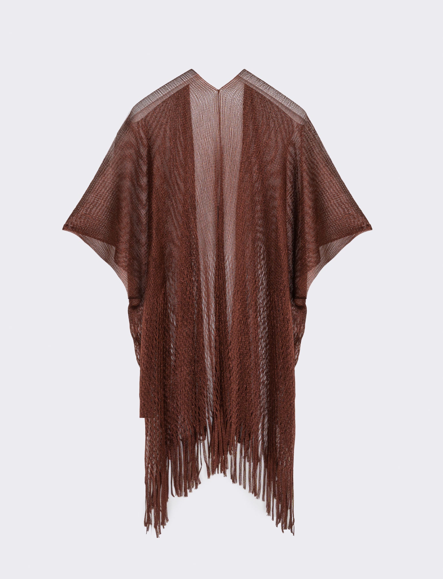 Copricostume lurex a rete con frange - Marrone - Image 3