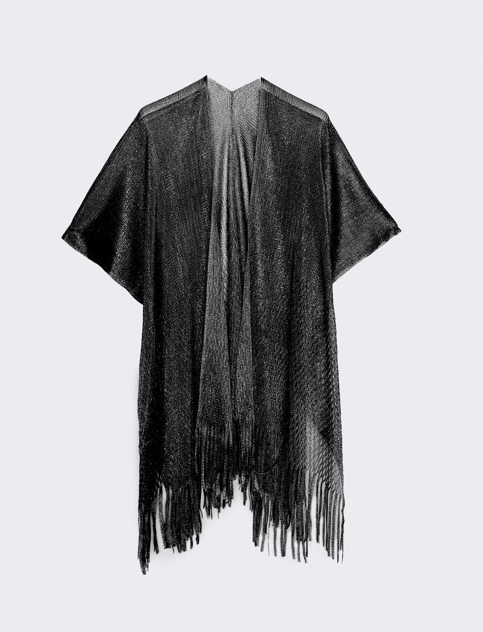Copricostume lurex a rete con frange - Nero - Image 2