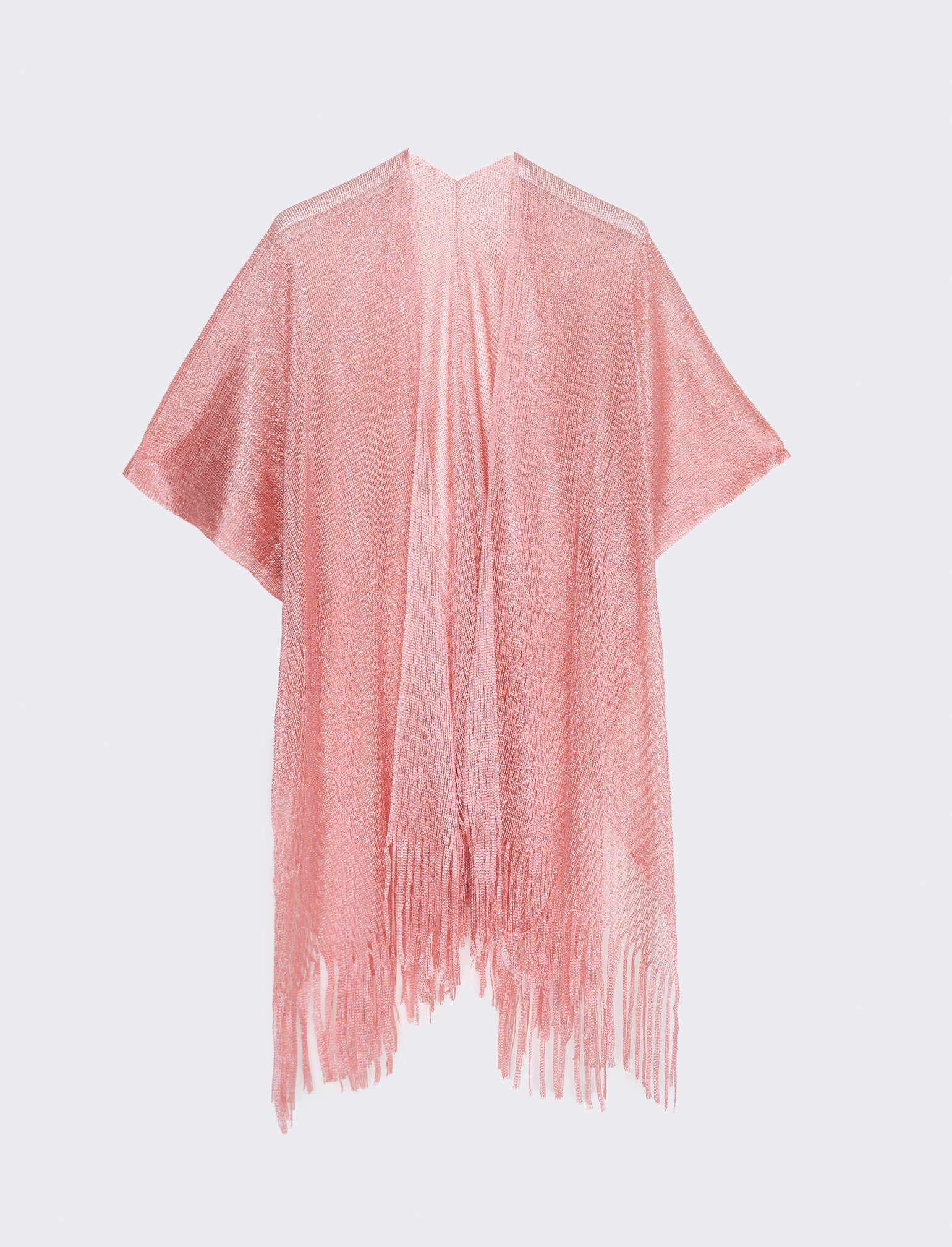 Copricostume lurex a rete con frange - Rosa