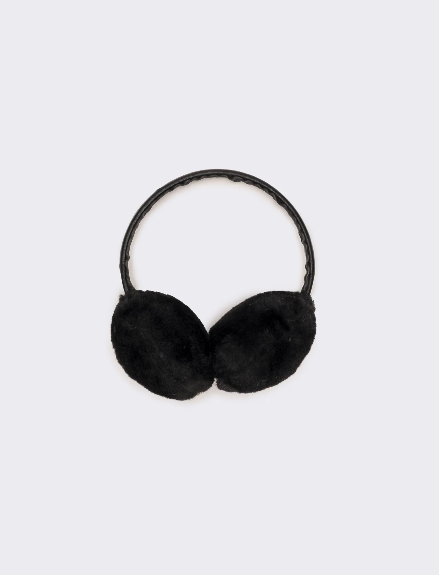 Copriorecchie con ecopelle donna - Nero