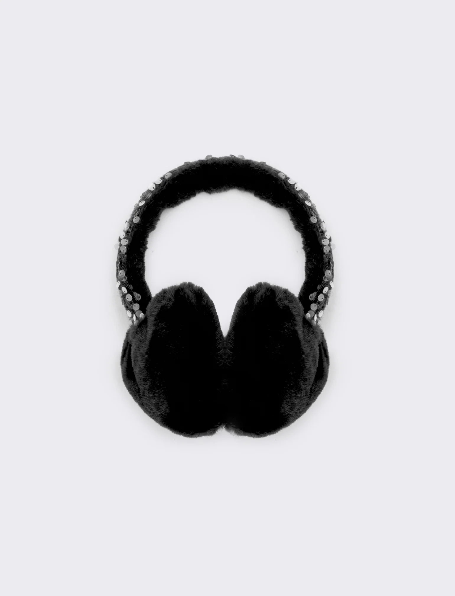 Copriorecchie cuore con paillettes - Nero