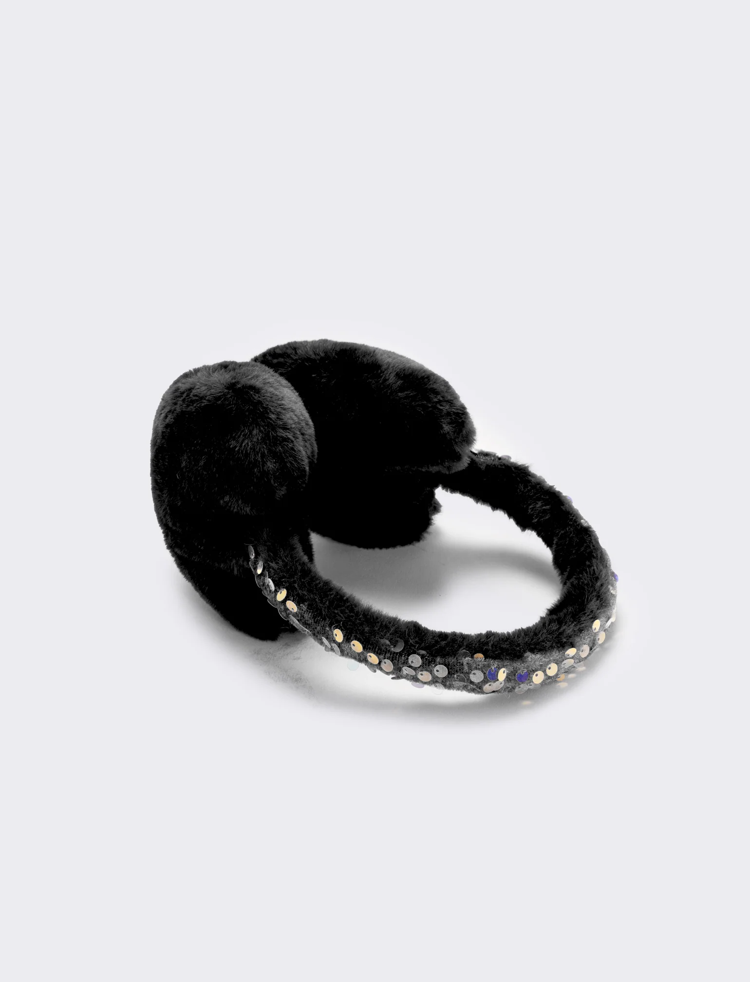 Copriorecchie cuore con paillettes - Nero - Image 3