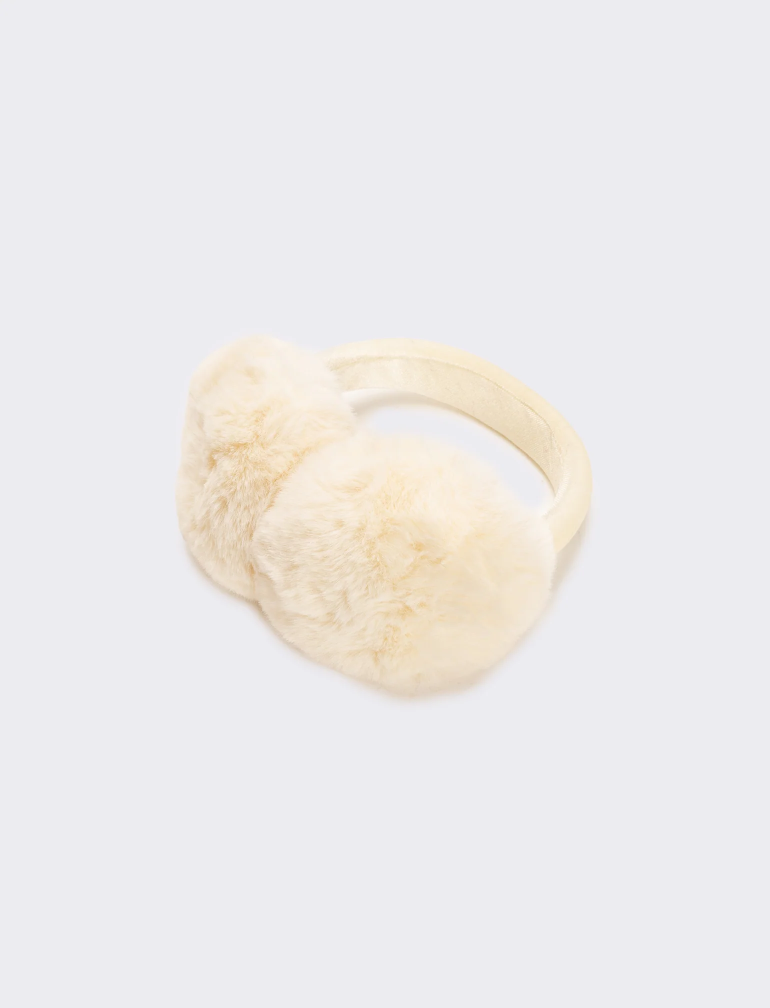 Copriorecchie velluto e finta pelliccia donna - Bianco sporco - Image 2