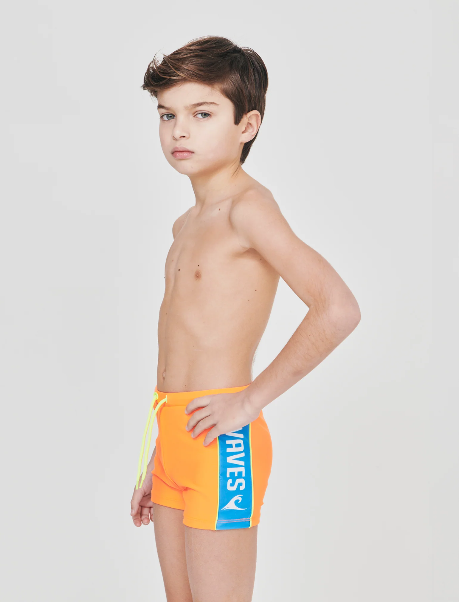 Costume boxer elastico con dettagli fluo - Arancio - Image 2