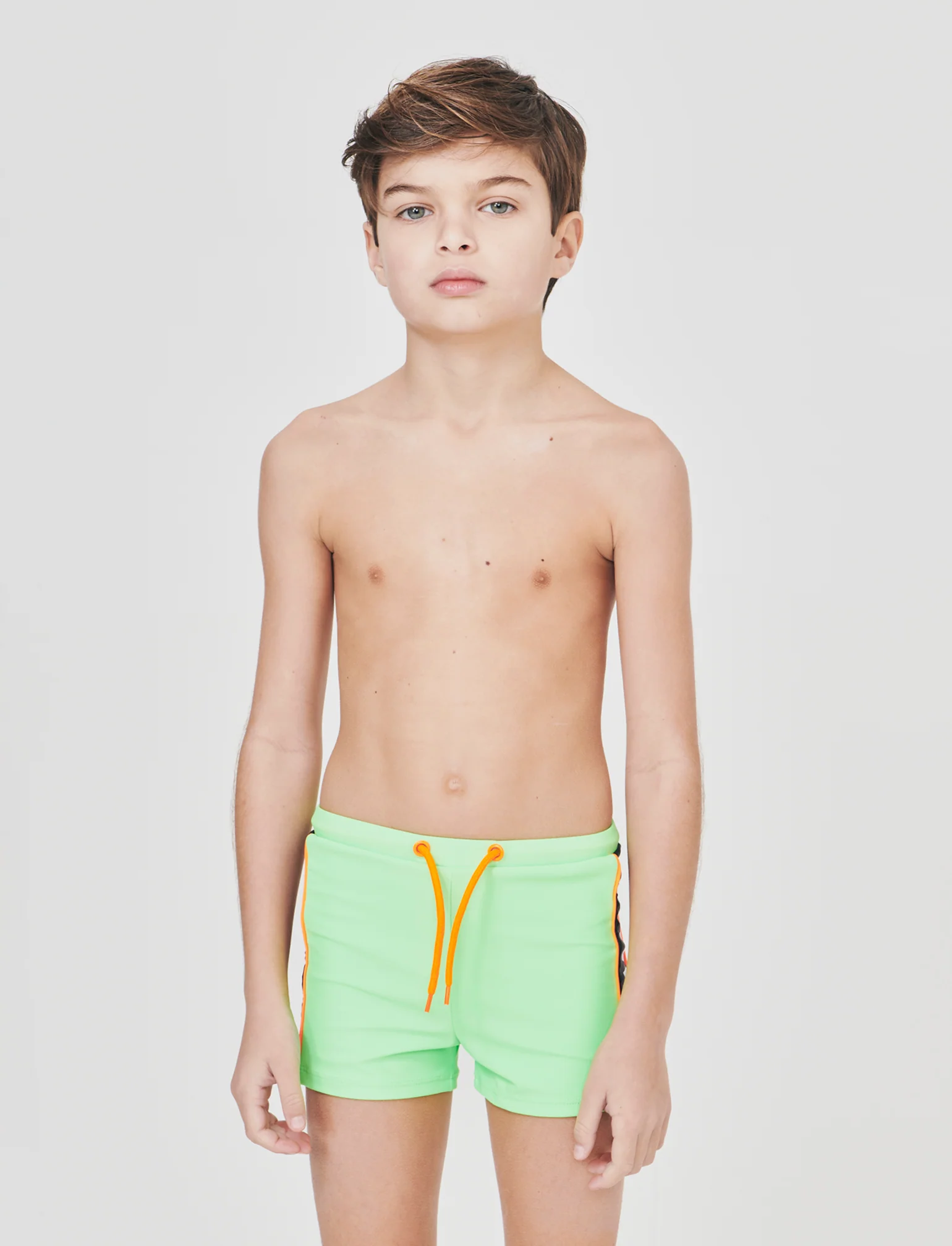 Costume boxer elastico con dettagli fluo - Verde - Image 2