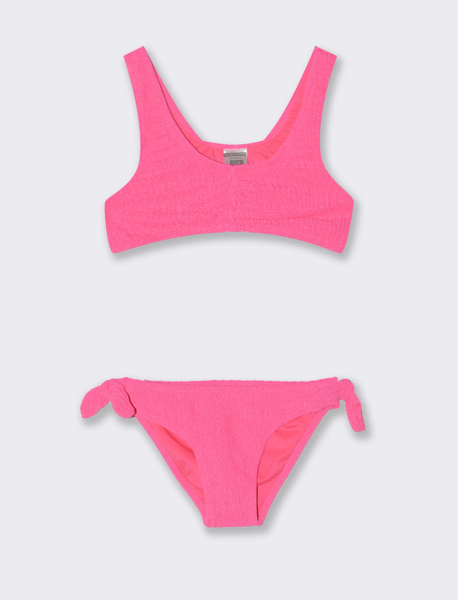 Costume in tessuto increspato a 2 pezzi - Fuxia