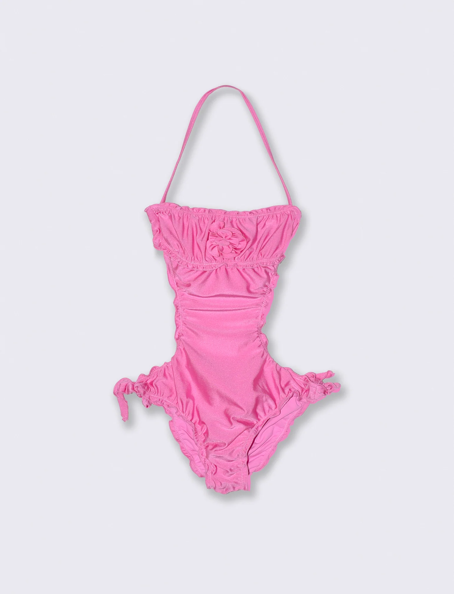 Costume intero fascia con fiore glamour - Fuxia
