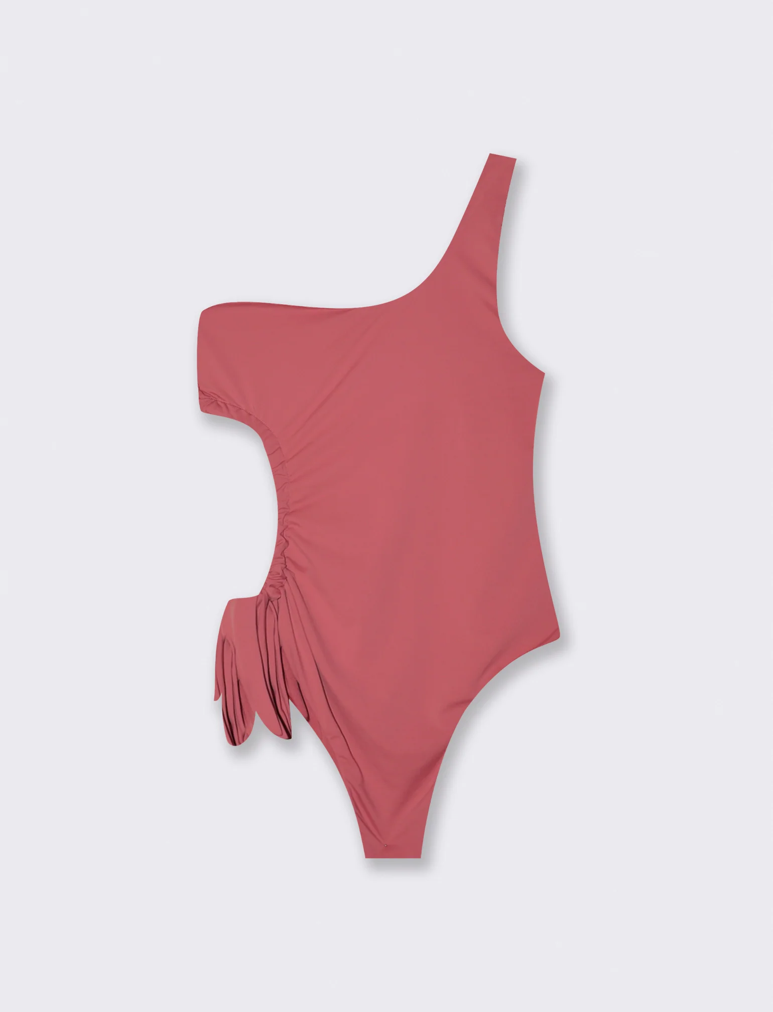 Costume intero monospalla con arriccio - Rosa - Image 3