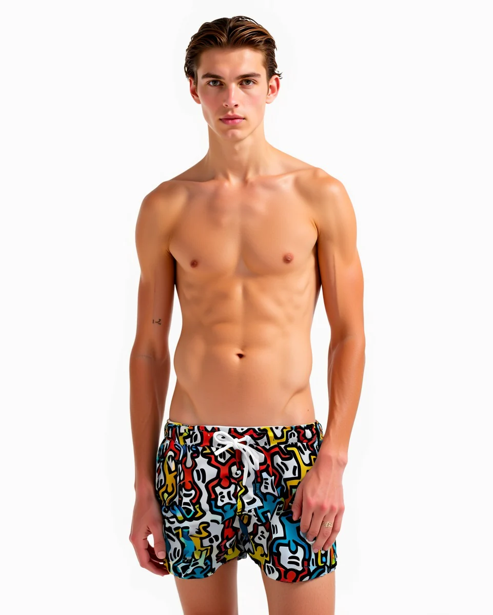 Costume mare stampa one piece da uomo - Bianco