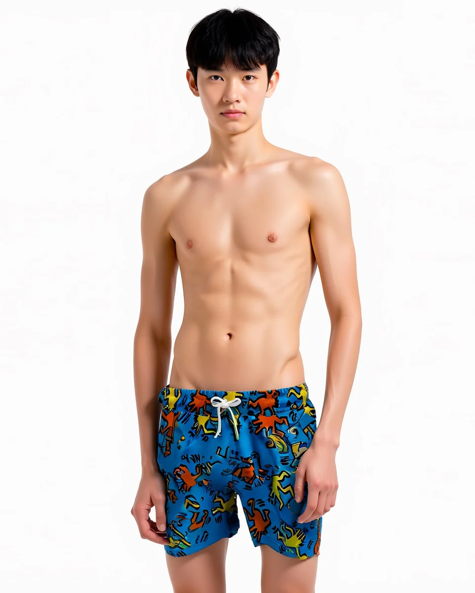 Costume mare stampa one piece da uomo - Celeste